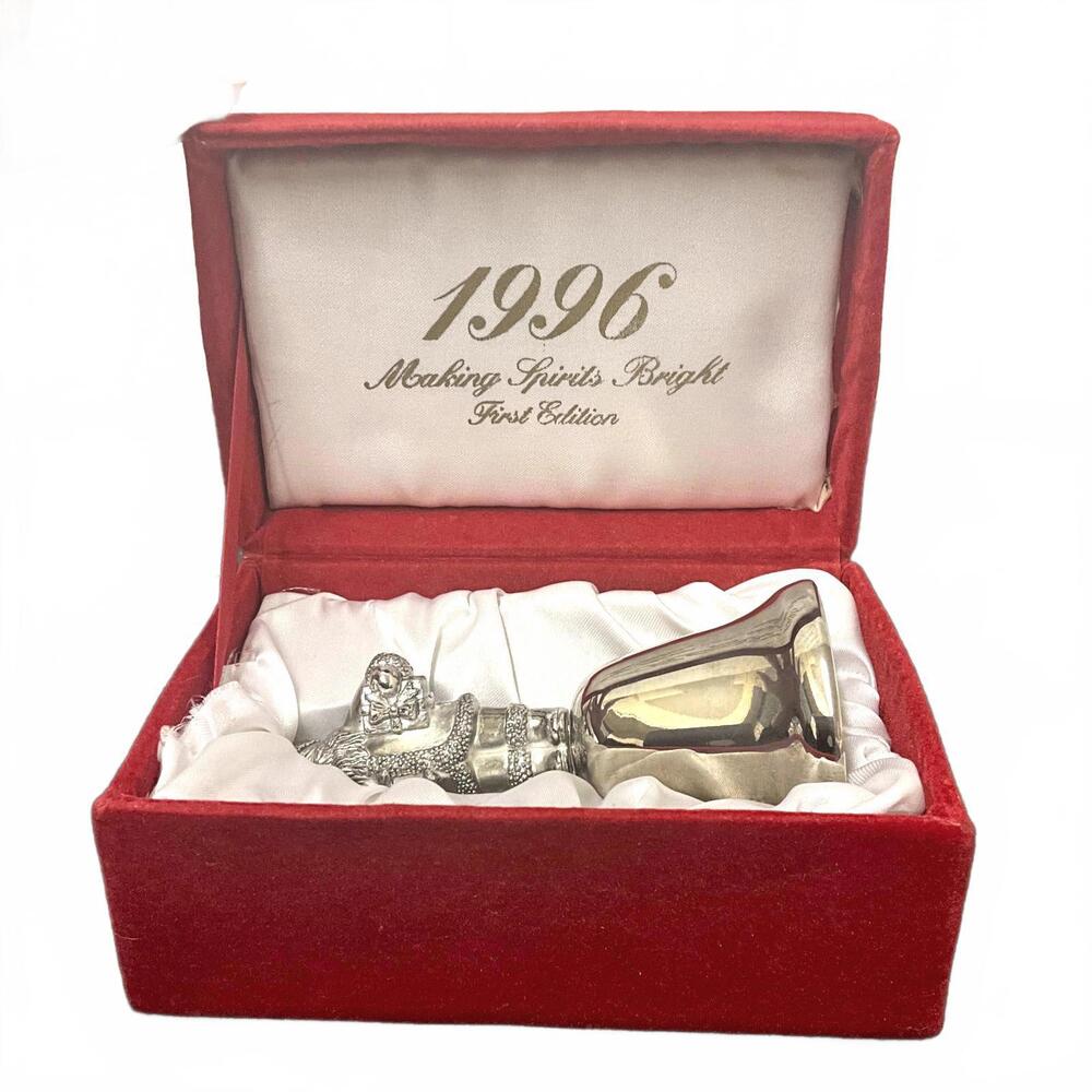 Vtg 1990's Silverplate & Pewter Christmas 96 Bell Making Spirits Bright Silver